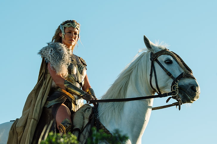 cinema, sword, Wonder Woman, armor, movie, horse, queen, film, HD wallpaper