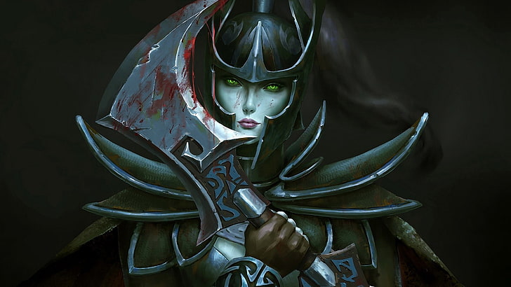 Dota, DotA 2, Armor, Fantasy, Girl, Green Eyes, Phantom Assassin (DotA 2)