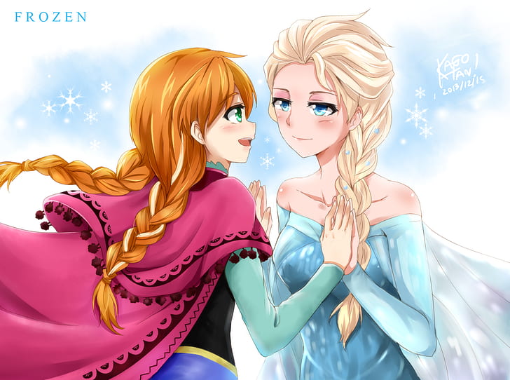 Princess Elsa, Princess Anna, Frozen (movie), movies, artwork, HD wallpaper