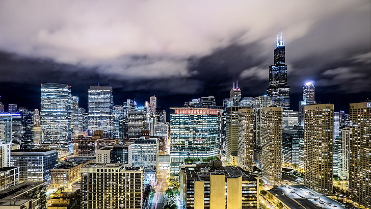 chicago, cityscape, metropolis, skyline, skyscraper, landmark, HD wallpaper