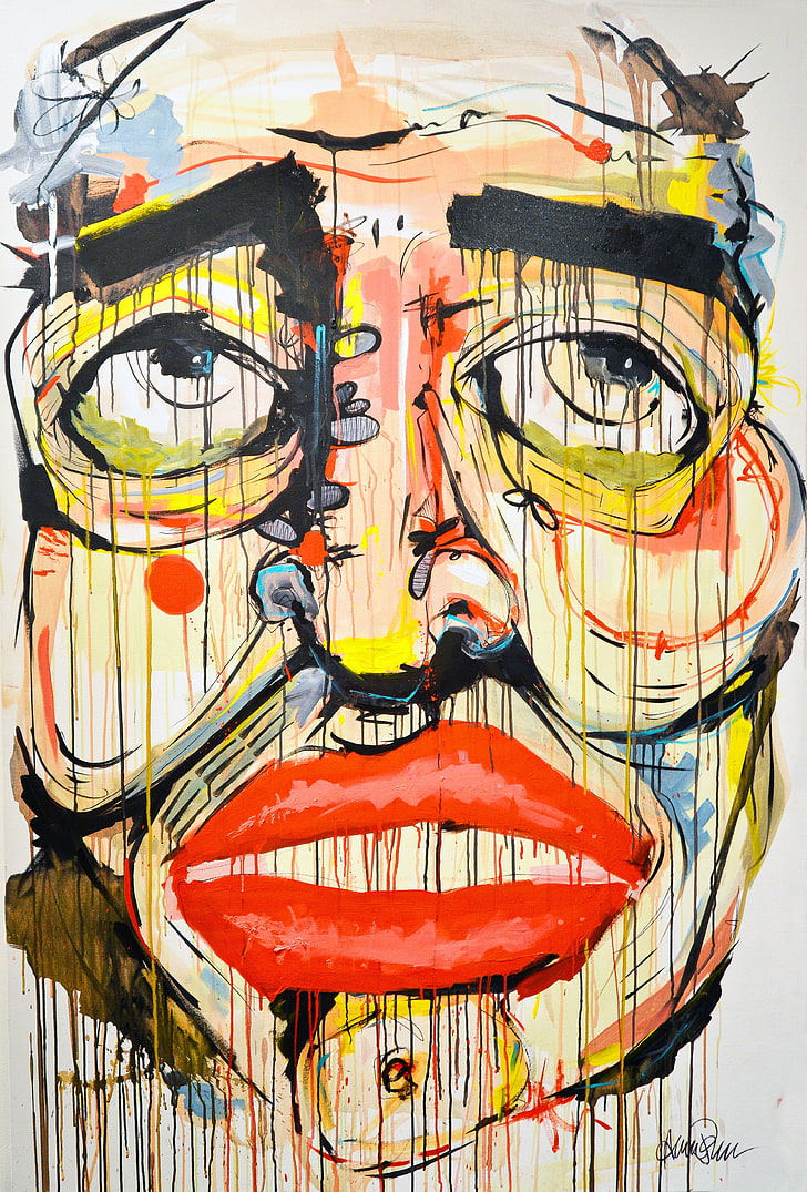 human face abstract painting, artwork, canvas, portrait, portrait display