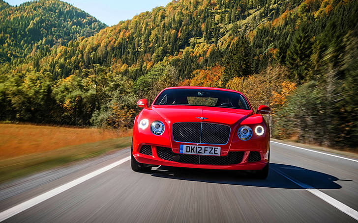 Bentley, Continental, GT, Red, Red Machine, lights, phone, front, HD wallpaper