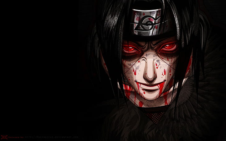 red eyes, blood, Naruto Shippuuden, Uchiha Itachi, anime, glowing eyes, HD wallpaper