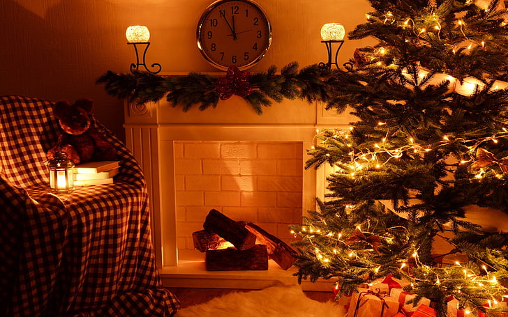 Christmas, New Year, Christmas tree, christmas lights, decorations, HD wallpaper
