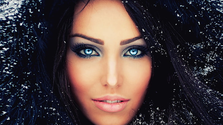 portrait photo of woman wearing makeup, Photoshop, women, face