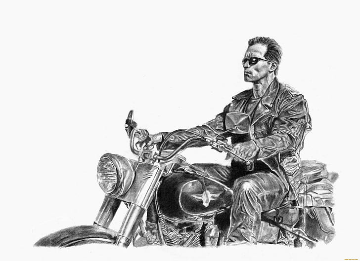 Terminator, Terminator 2, artwork, drawing, cyborg, vehicle