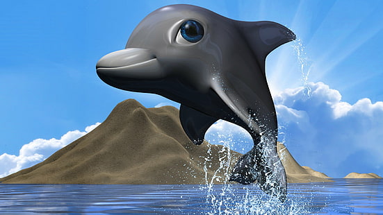 HD wallpaper: Animal, Dolphin, 3D, Cartoon, water, animal wildlife, nature  | Wallpaper Flare