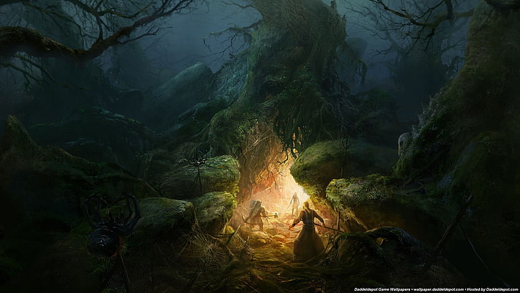 three adventurer walking on tree digital wallpaper, The Lord of the Rings