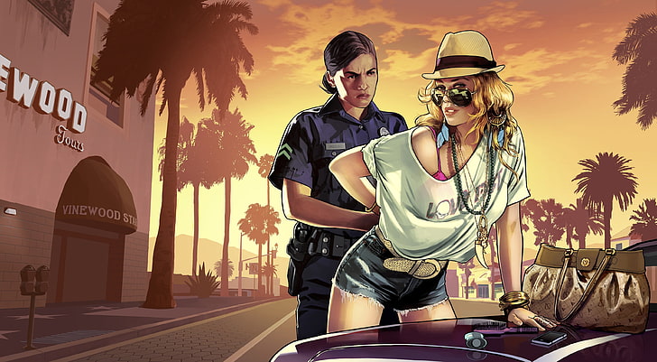 Grand Theft Auto poster, Grand Theft Auto V, video games, sky