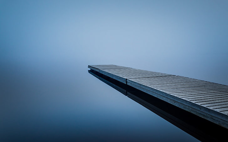 gray wooden dock, water, blurred, long exposure, mist, pier, architecture, HD wallpaper