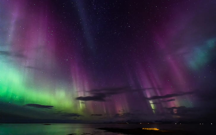 Aurora Borealis Northern Lights Night Stars HD, nature, HD wallpaper