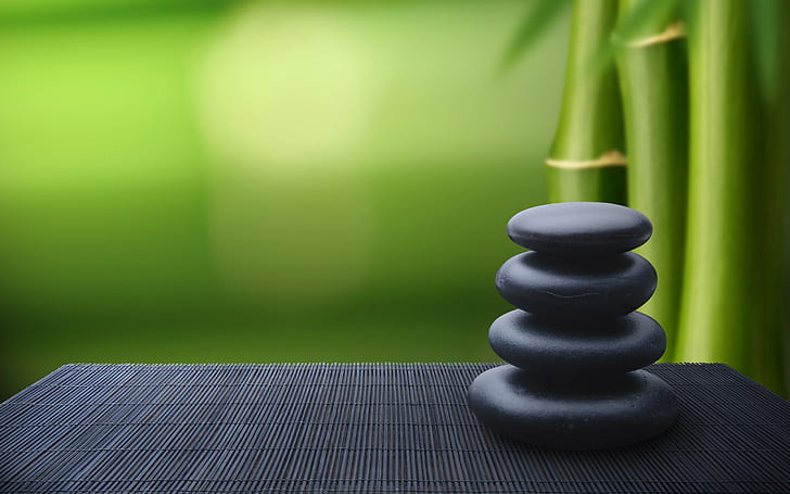 stones, bamboo, zen, HD wallpaper