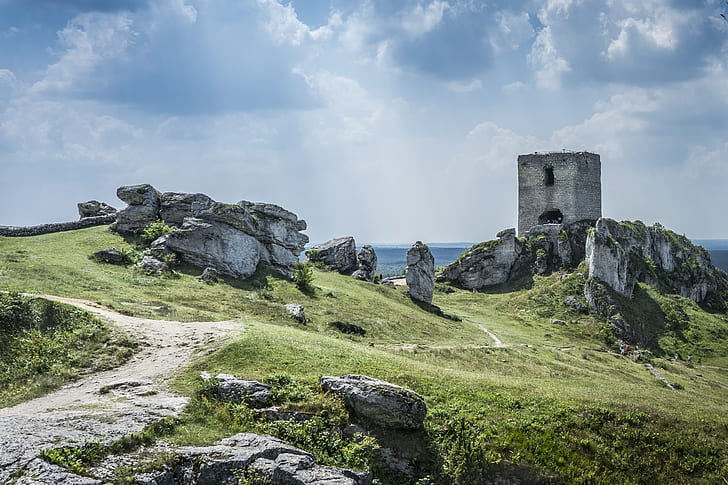 landscape, ruins, castle, olsztyn, Poland, peacefull, stones, HD wallpaper