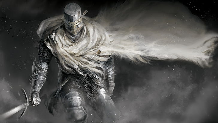 knight dark souls dark souls ii artwork fantasy art armor sword cape video games heide knight, HD wallpaper