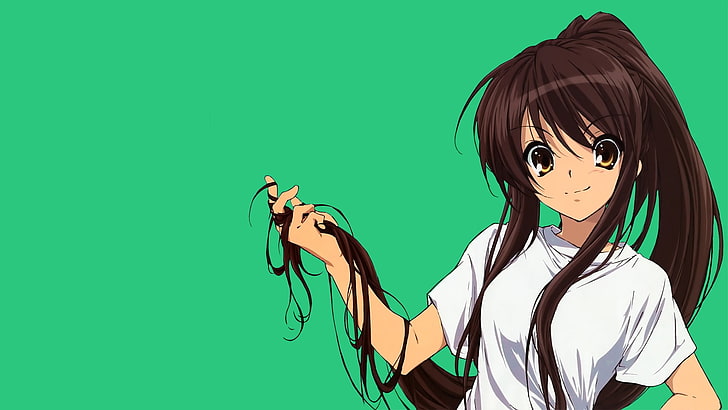 brown haired female in white shirt anime character illustration, HD wallpaper