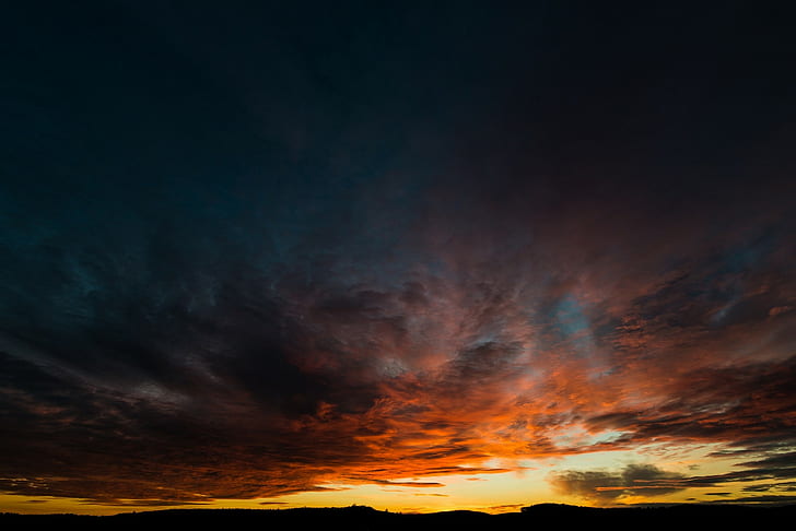 clouds, sky, skyscape, orange sky, sunset, HD wallpaper