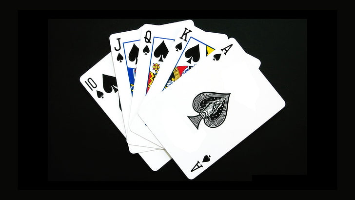 HD wallpaper: playing cards, Royal Flush, poker, spades, black background |  Wallpaper Flare