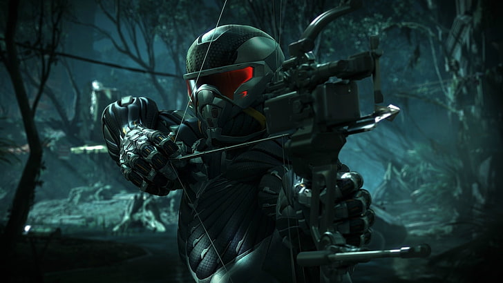 Crysis 3, headwear, helmet, military, weapon, gun, work helmet, HD wallpaper