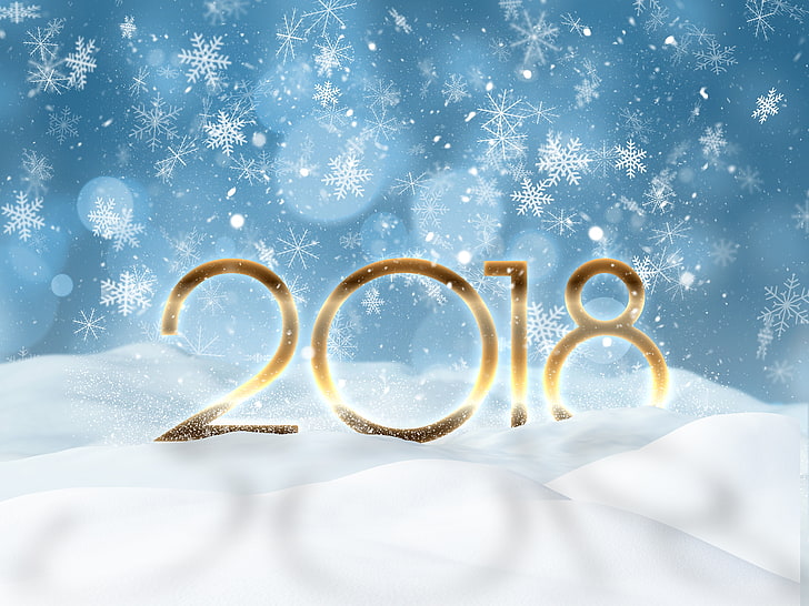 2018 with snowflake digital wallpaper, 2018 (Year), Happy New Year, HD wallpaper