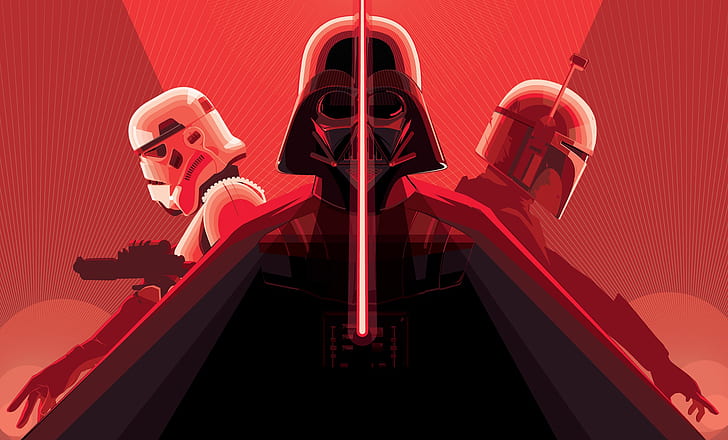 Star Wars, Boba Fett, Darth Vader, Lightsaber, Stormtrooper, HD wallpaper