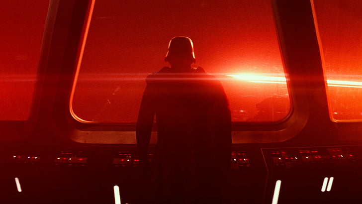 silhouette photo of man standing with red background, Star Wars: Episode VII - The Force Awakens