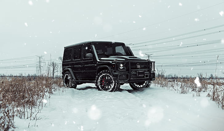 Mercedes, Winter, AMG, Black, Snow, G63, HD wallpaper