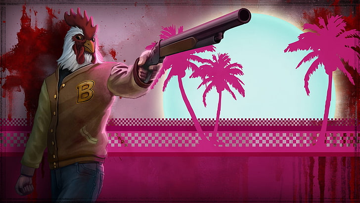 Hotline Miami game wallpaper, video games, roosters, Hotline Miami 2