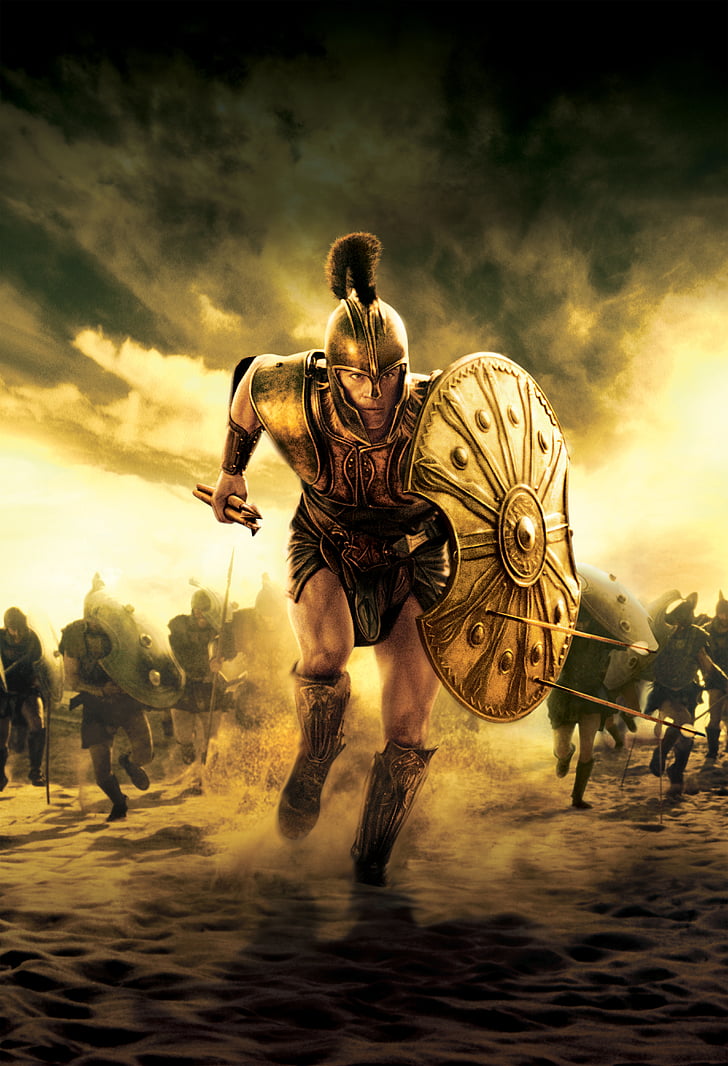 man wearing plate mail while holding shield, Troy, Achilles, Brad Pitt, HD wallpaper