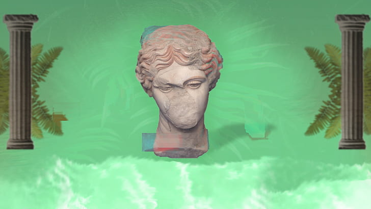 Statue, vaporwave, HD wallpaper