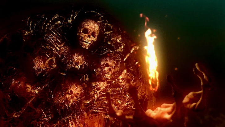 skull holding flame illustration, Dark Souls, Nito, burning, night, HD wallpaper