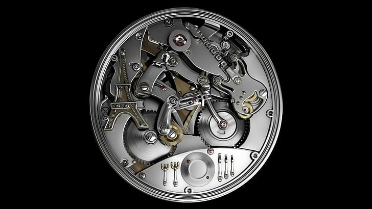 watch, clockworks, clocks, bicycle, screw, black background