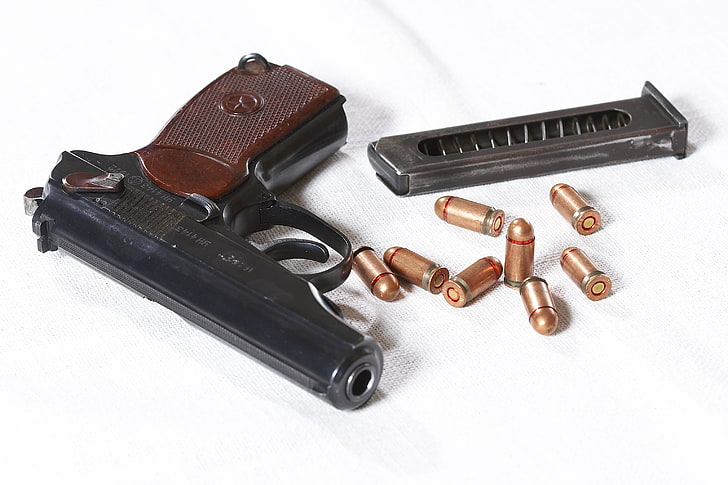 black and brown pistol, bullets, and magazine, gun, The Makarov Pistol