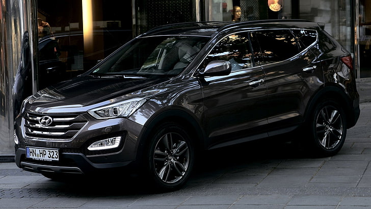 Hyundai, Hyundai Santa Fe, Black Car, Crossover Car, Mid-Size Car
