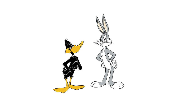 Bugs Bunny and Daffy Duck, daffy duck and bugs bunny, cartoons, HD wallpaper