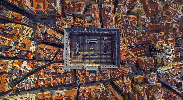 black and brown area rug, Madrid, cityscape, Spain, rooftops