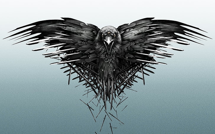 black eagle illustration, Game of Thrones, digital art, sky, low angle view