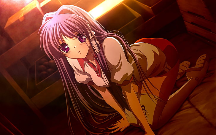 female character with pink hair, Fujibayashi Kyou, Clannad, anime, HD wallpaper