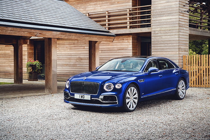 Bentley, Bentley Flying Spur, Blue Car, Full-Size Car, Luxury Car, HD wallpaper
