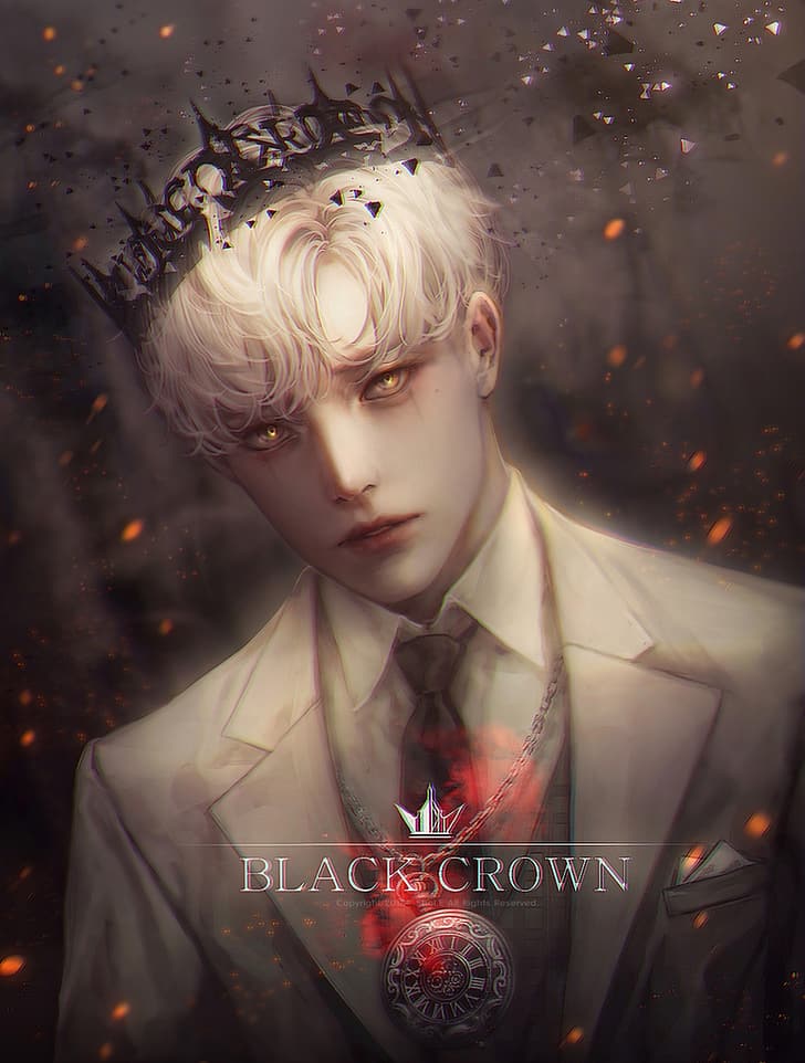 HD wallpaper: crown, white clothing, yellow eyes, suits, white hair, anime  boys | Wallpaper Flare