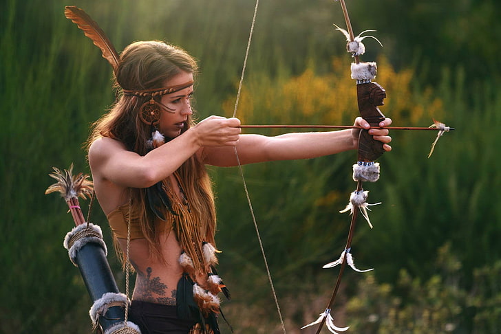 archer, women, women outdoors, I Hate Tombs, model, bow, arrows, HD wallpaper