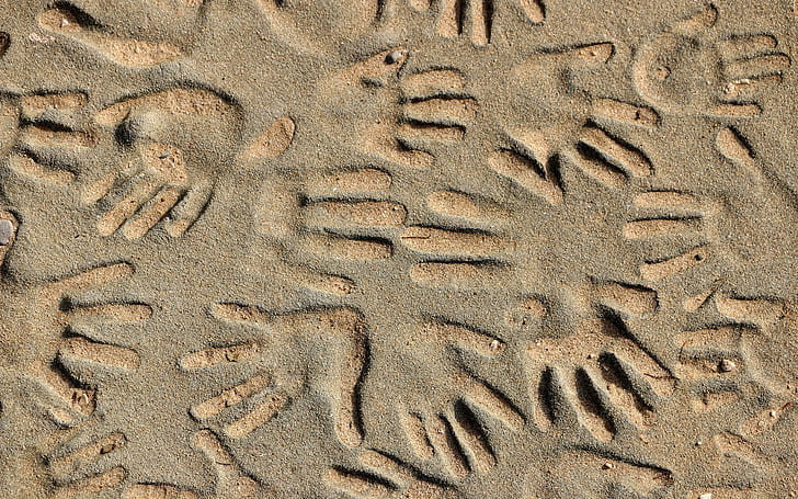 Handprints in the Sand, HD wallpaper