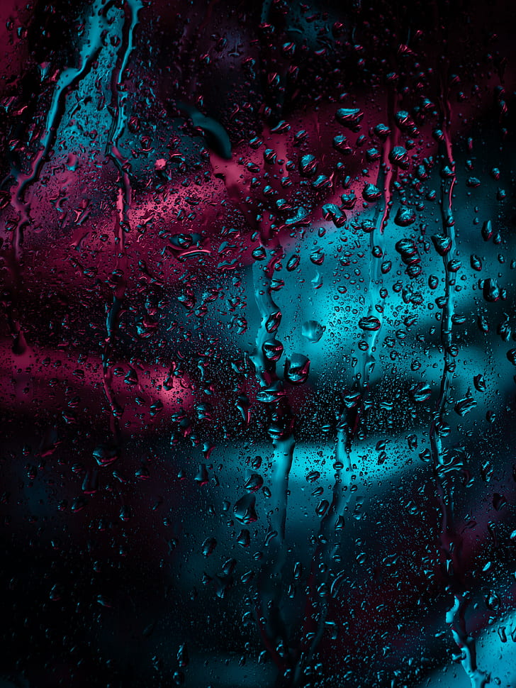 drops, glass, rain, moisture, window, surface, dark, HD wallpaper