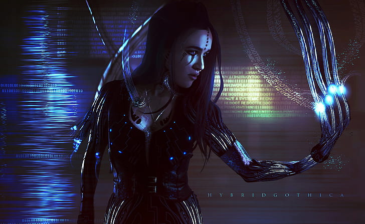 dark, futuristic, cyborg, science fiction, HD wallpaper
