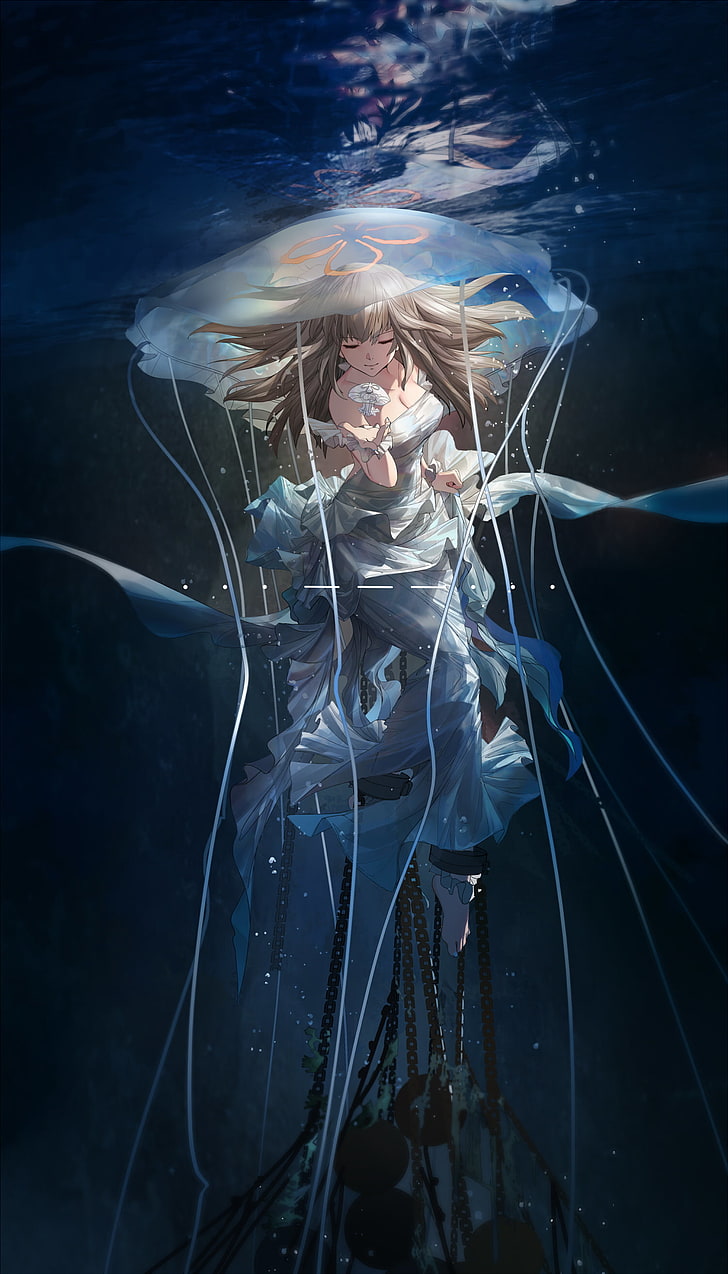 HD wallpaper: anime, anime girls, water, underwater, chains, sea, one  person | Wallpaper Flare