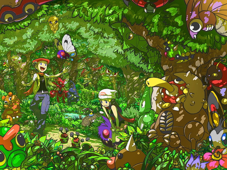 Pokemon illustration, Pokémon, Pokémon: Diamond and Pearl, Bug Pokemon, HD wallpaper