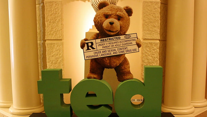 Ted Teddy Bear HD, green ted word free standing letter with teddy bear on top wall decor, HD wallpaper