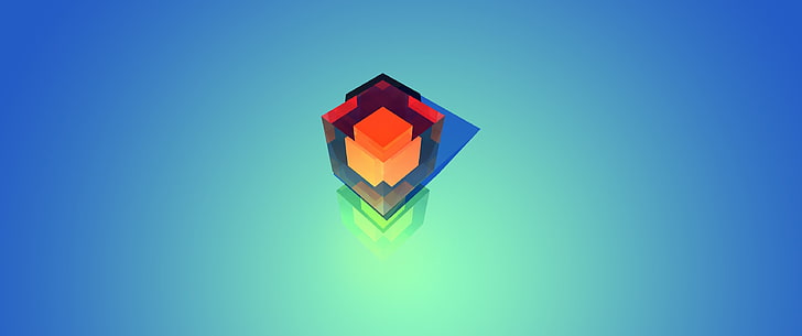 blue and orange box illustration, abstract, Justin Maller, multi colored