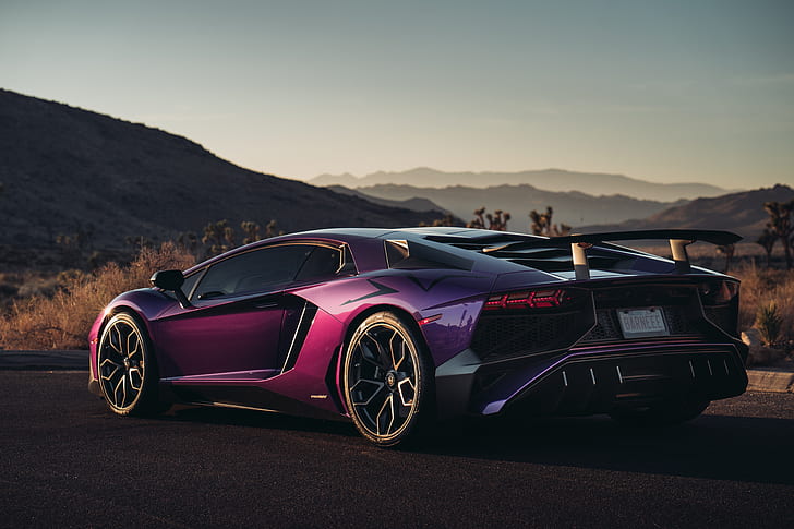 Lamborghini, supercar, rear view, Aventador, HRE, Superveloce, HD wallpaper