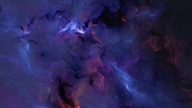 blue, dark, space, shine, nebula, glow, lightning, galaxy, artistic, HD wallpaper