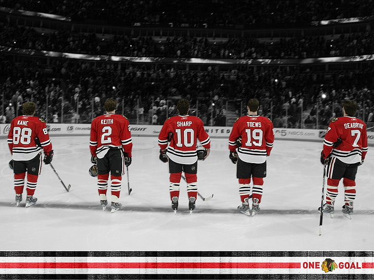 chicago blackhawks, sport, winter, snow, cold temperature, group of people, HD wallpaper